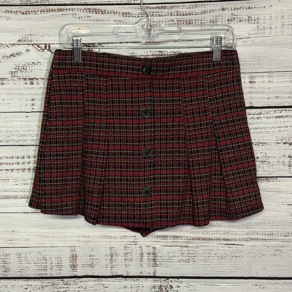 Joe B Black and Red Pleated Skater Mini Skirt